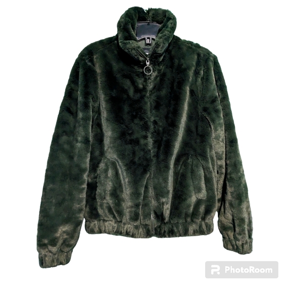 Ci Sono Jackets & Blazers - Ci Sono Faux Fur Jacket, Dark Green, Medium (M)